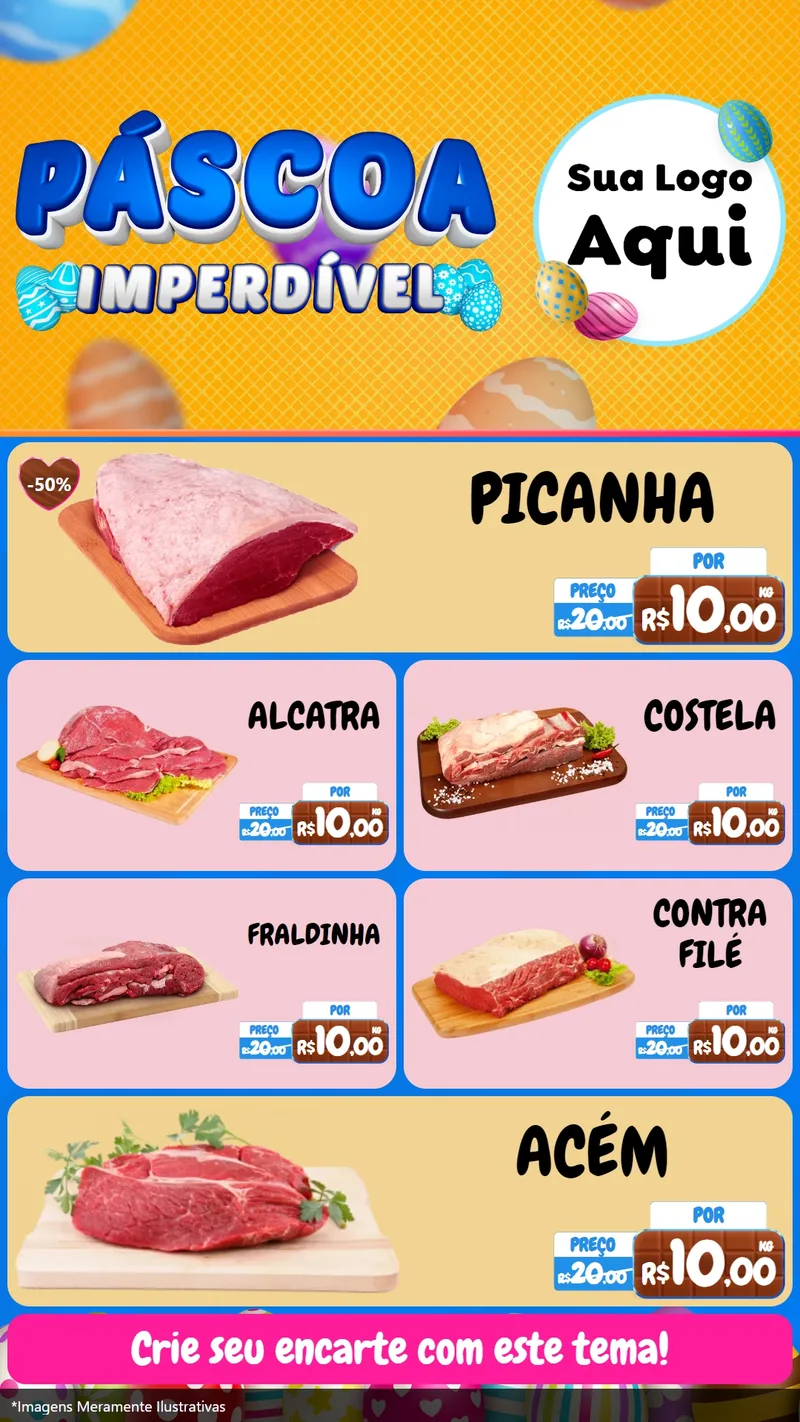 Modelo de TV para TV Vertical com o tema Páscoa Imperdível para Açougue