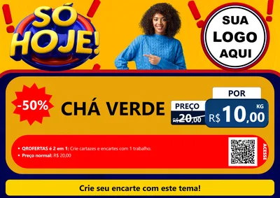 Modelo de Cartaz para Cartaz A4 Horizontal com o tema Só Hoje! para Produtos Naturais