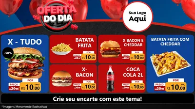 Modelo de TV para TV Horizontal com o tema Oferta do Dia para Hamburgueria