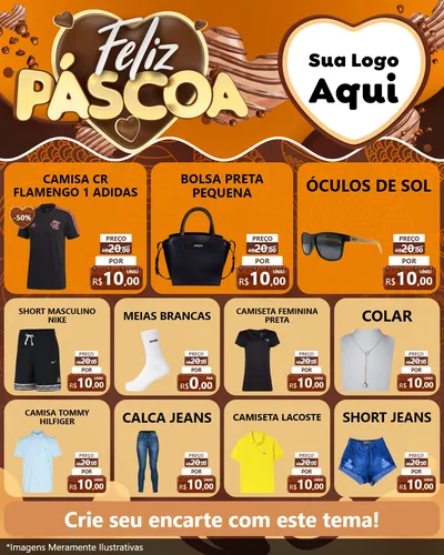 Modelo de Rede Social para Feed Instagram com o tema Feliz Páscoa para Roupas e acessórios