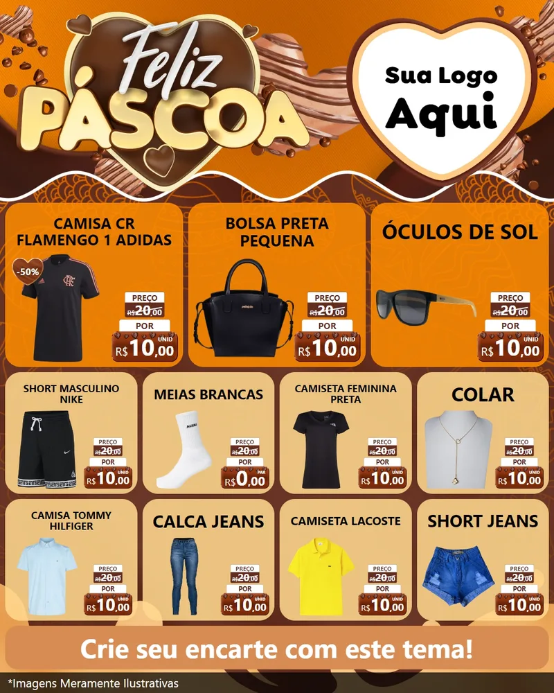 Modelo de Rede Social para Feed Instagram com o tema Feliz Páscoa para Roupas e acessórios