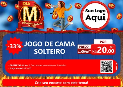 Modelo de Cartaz para Cartaz A4 Horizontal com o tema Dia M - O Dia Mais Barato Do Mês para Cama, Mesa e Banho
