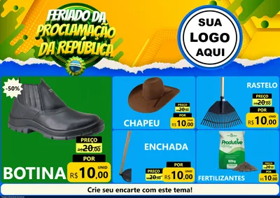 Modelo de Encarte para Encarte A4 Horizontal com o tema Feriado da Proclamação da República para Agropecuária