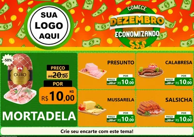 Modelo de Encarte para Encarte A4 Horizontal com o tema Comece Dezembro Economizando para Frios e Laticínios