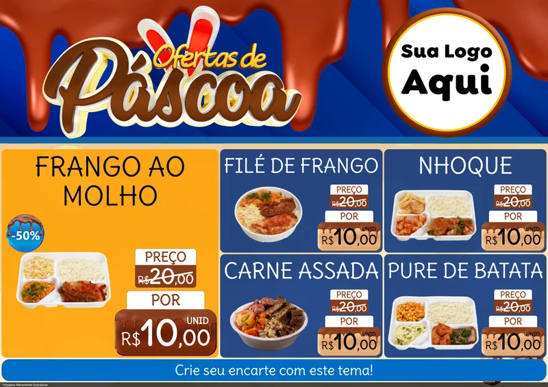 Modelo de Encarte para Encarte A4 Horizontal com o tema Ofertas de Páscoa para Restaurante