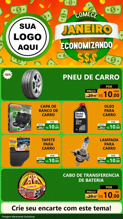 Modelo de TV para TV Vertical com o tema Comece Janeiro Economizando para Auto peças