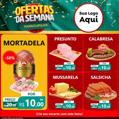 Modelo de Rede Social para Feed Facebook com o tema Ofertas da Semana Farroupilha para Frios e Laticínios