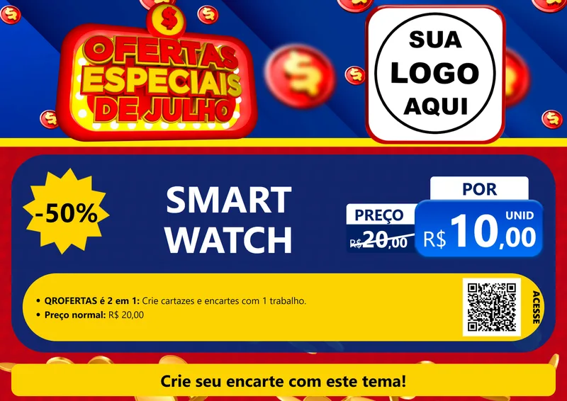 Modelo de Cartaz para Cartaz A4 Horizontal com o tema Ofertas Especiais de Julho para Informática