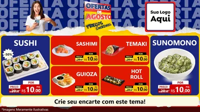 Modelo de TV para TV Horizontal com o tema Ofertas de Agosto - Preços Incríveis para Comida japonesa