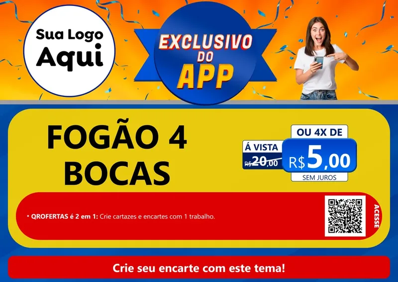 Modelo de Cartaz para Cartaz A4 Horizontal com o tema Exclusivo do Aplicativo para Móveis e Eletro