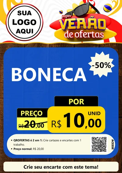 Modelo de Cartaz para Cartaz A4 Vertical com o tema Super Verão de Ofertas para Brinquedos
