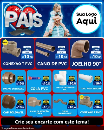 Modelo de Rede Social para Feed Instagram com o tema Mês Dos Pais para Tubos e conexões