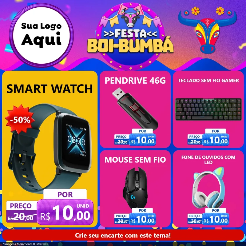 Modelo de Rede Social para Feed Facebook com o tema Festa Boi-Bumbá para Informática