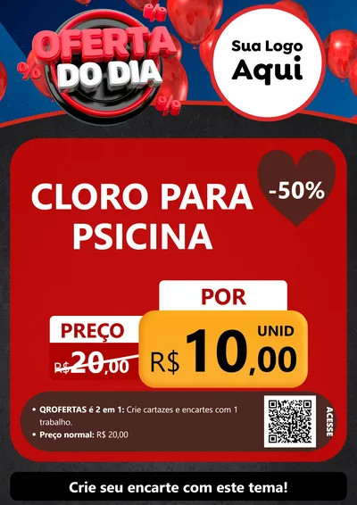 Modelo de Cartaz para Cartaz A4 Vertical com o tema Oferta do Dia para Produtos para Piscina