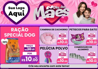 Modelo de Encarte para Encarte A4 Horizontal com o tema Dia das Mães para Pet Shop