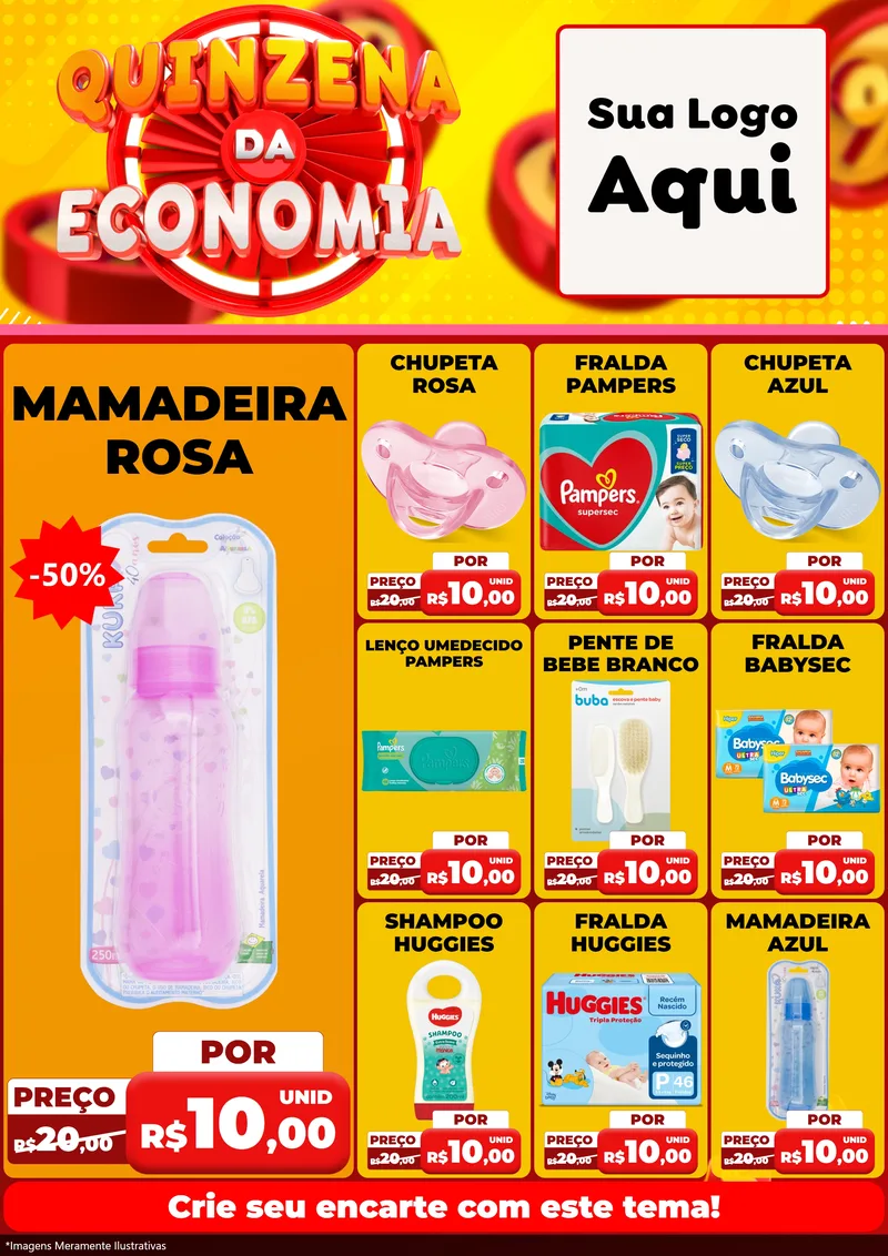 Modelo de Encarte para Encarte A4 Vertical com o tema Quinzena Da Economia para Bebês
