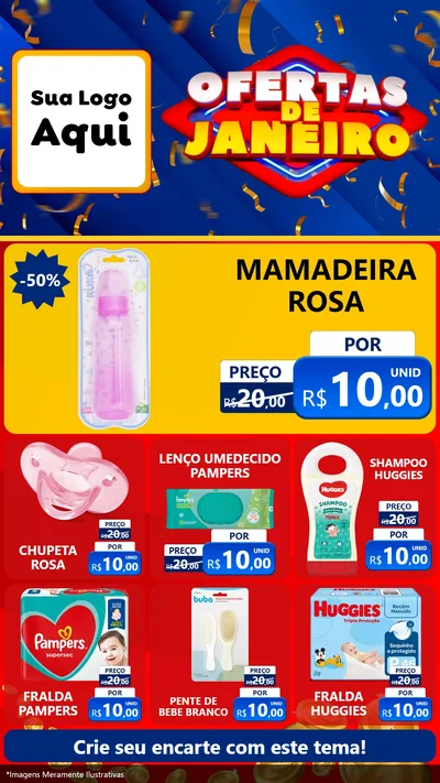 Modelo de Rede Social para Stories com o tema Ofertas de Janeiro para Bebês
