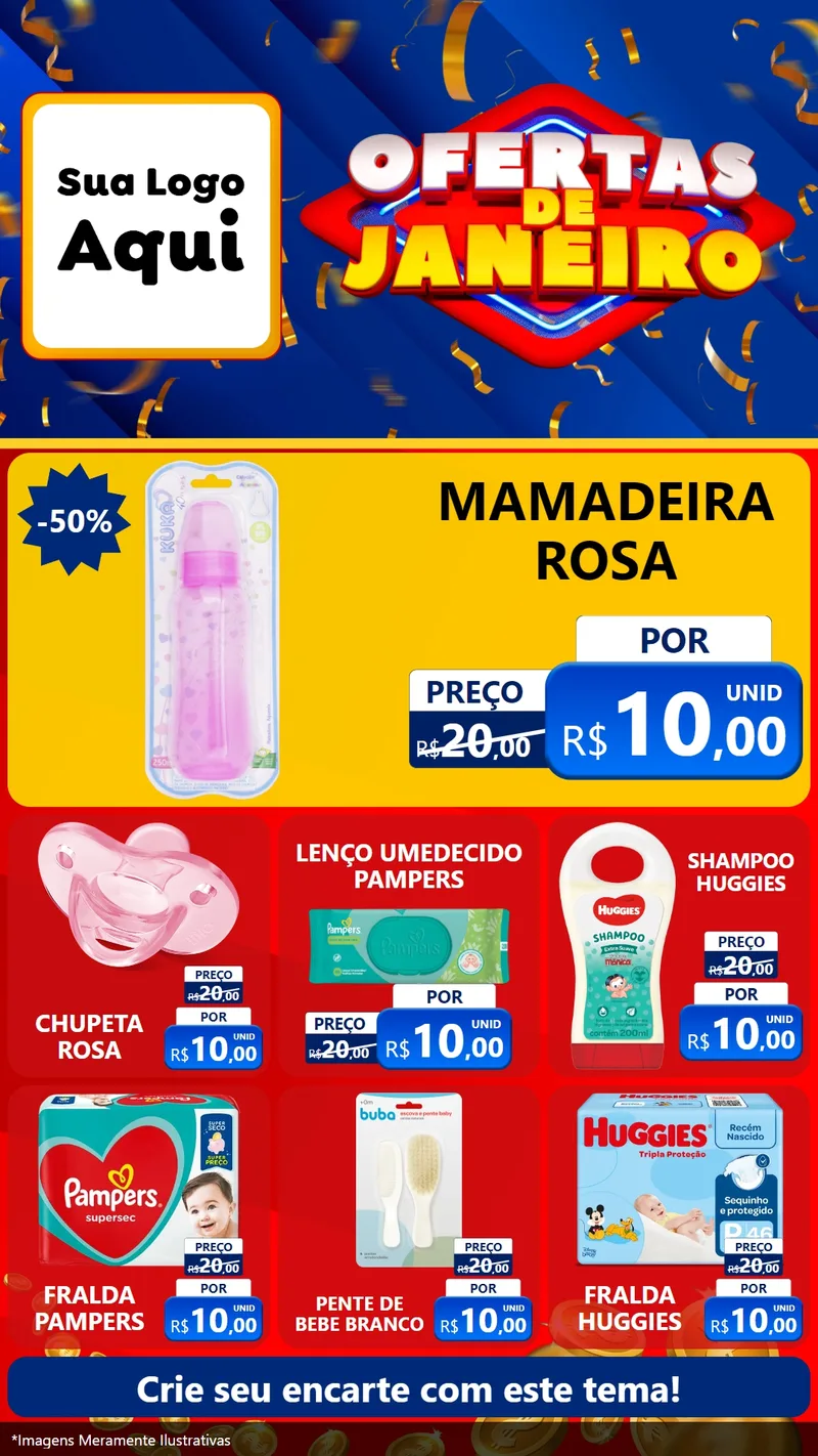 Modelo de Rede Social para Stories com o tema Ofertas de Janeiro para Bebês