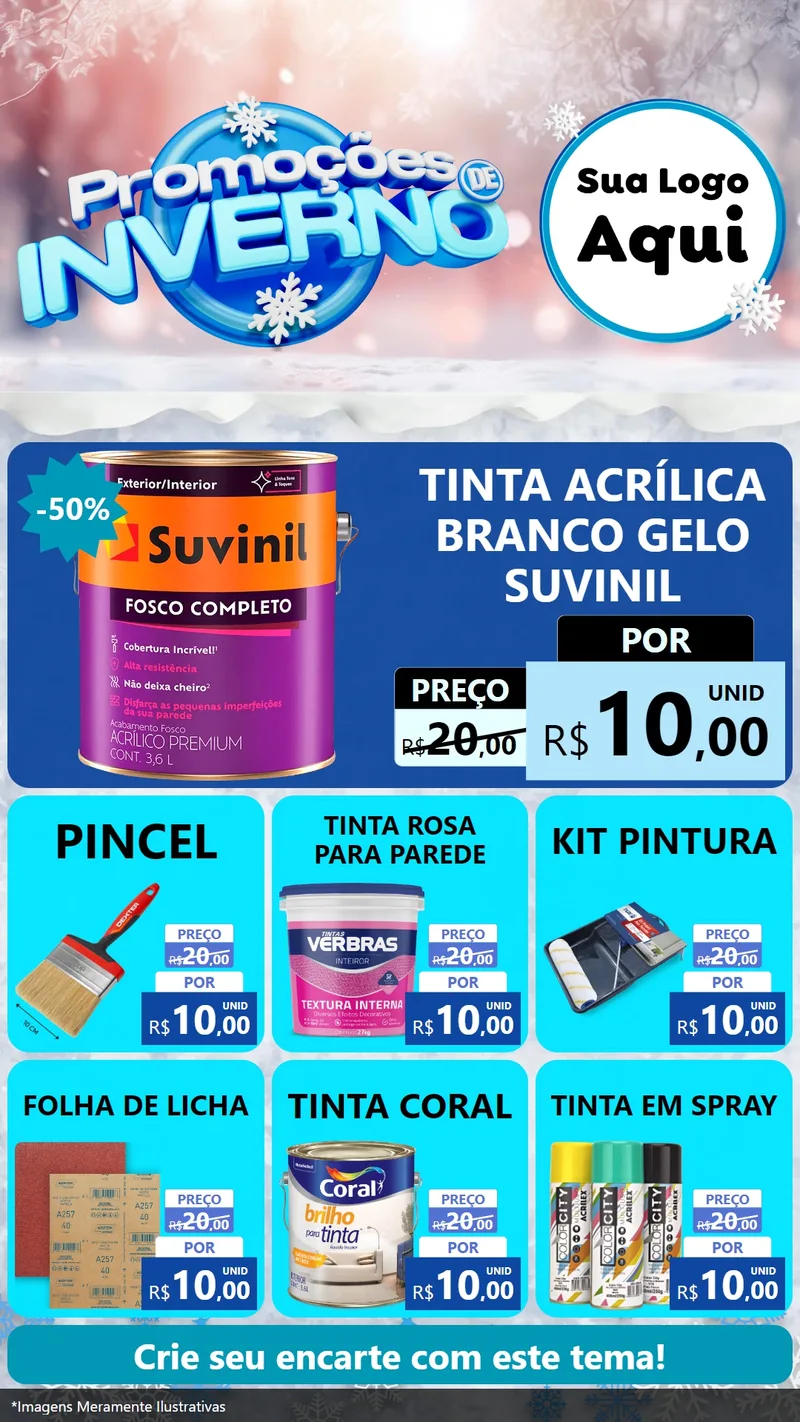 Modelo de Rede Social para Stories com o tema Promoções de Inverno para Tintas e Ferramentas
