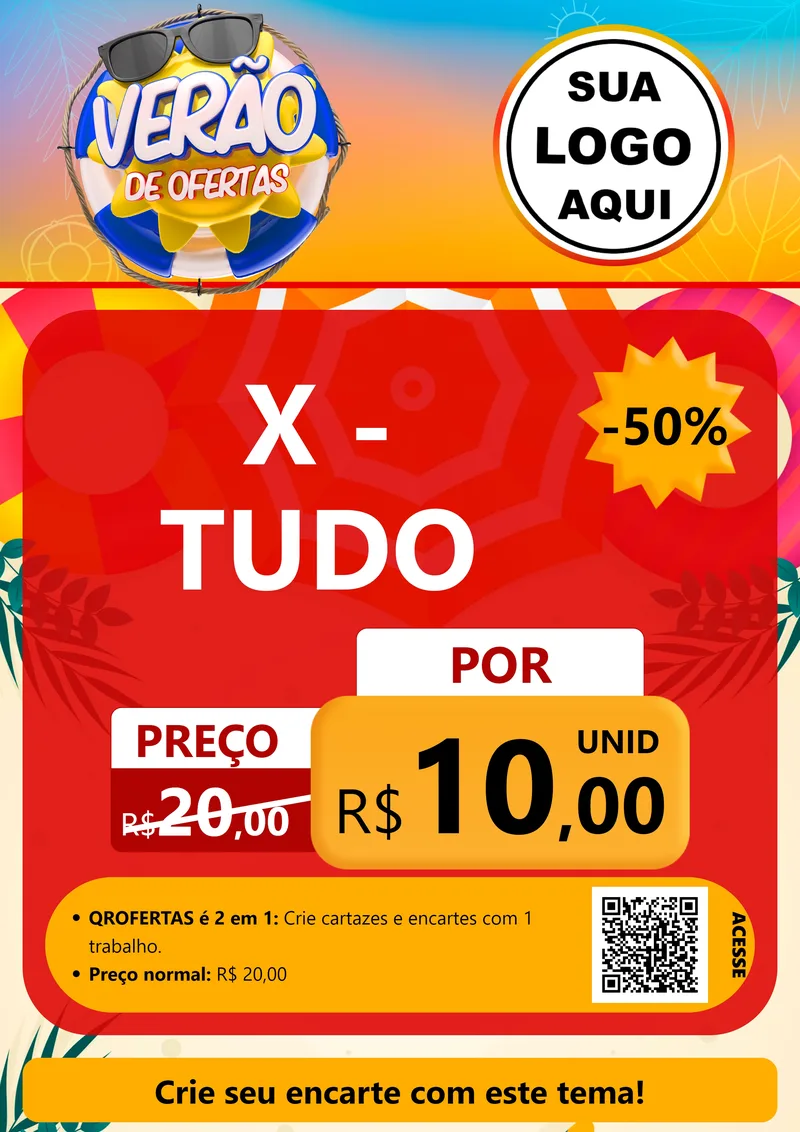 Modelo de Cartaz para Cartaz A4 Vertical com o tema Verão de Ofertas para Hamburgueria