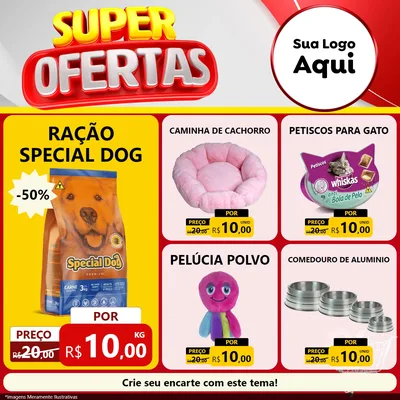Modelo de Rede Social para Feed Facebook com o tema Super Ofertas para Pet Shop