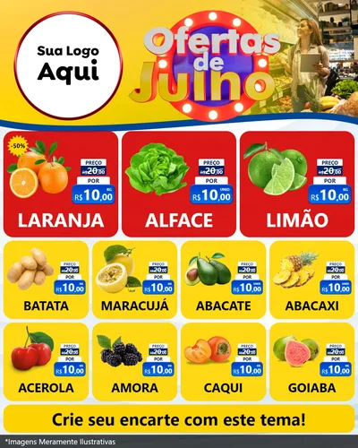 Modelo de Rede Social para Feed Instagram com o tema Ofertas de Julho para Hortifrúti