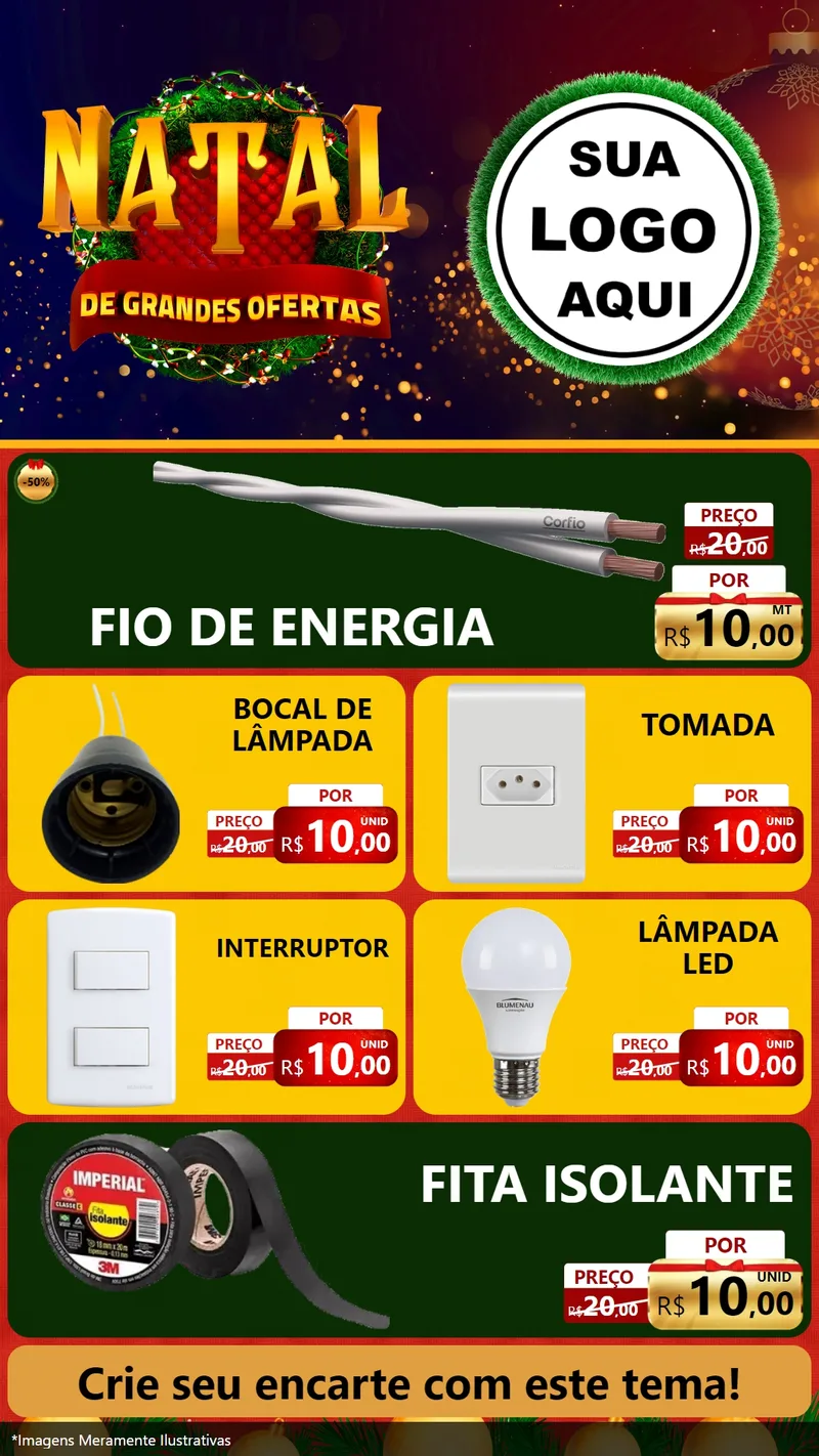 Modelo de TV para TV Vertical com o tema Natal de Grandes Ofertas para Materiais Elétricos