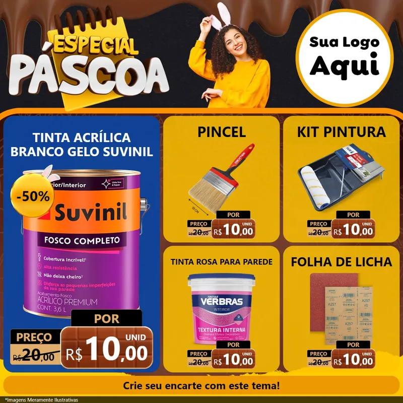 Modelo de Rede Social para Feed Facebook com o tema Especial Páscoa para Tintas e Ferramentas