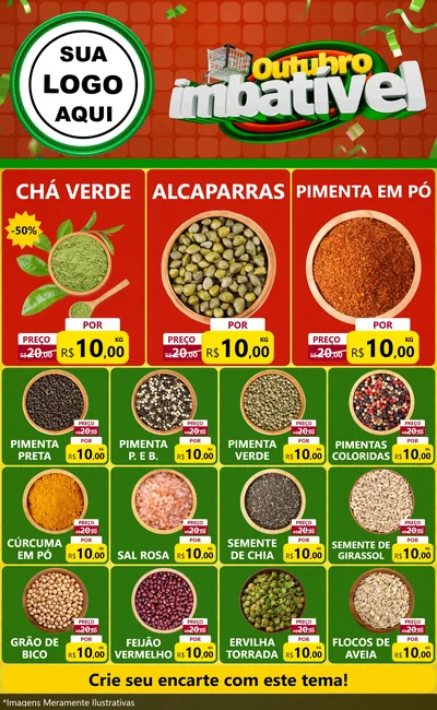 Modelo de Encarte para Encarte Grande com o tema Outubro Imbatível para Produtos Naturais
