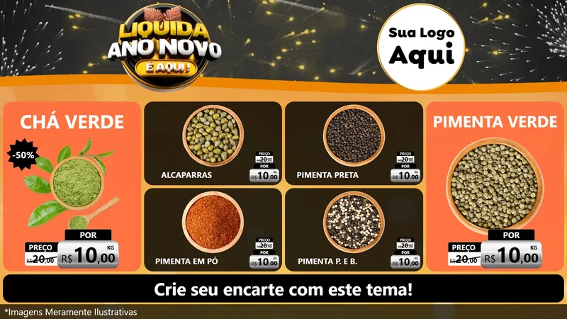 Modelo de TV para TV Horizontal com o tema Liquida Ano Novo É Aqui! para Produtos Naturais