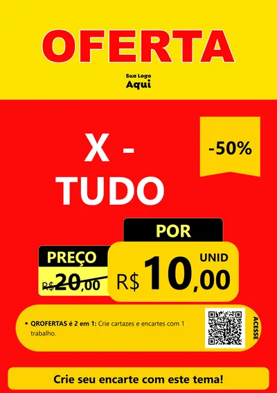 Modelo de Cartaz para Cartaz A4 Vertical com o tema OFERTA - Vermelho Cartaz para Hamburgueria