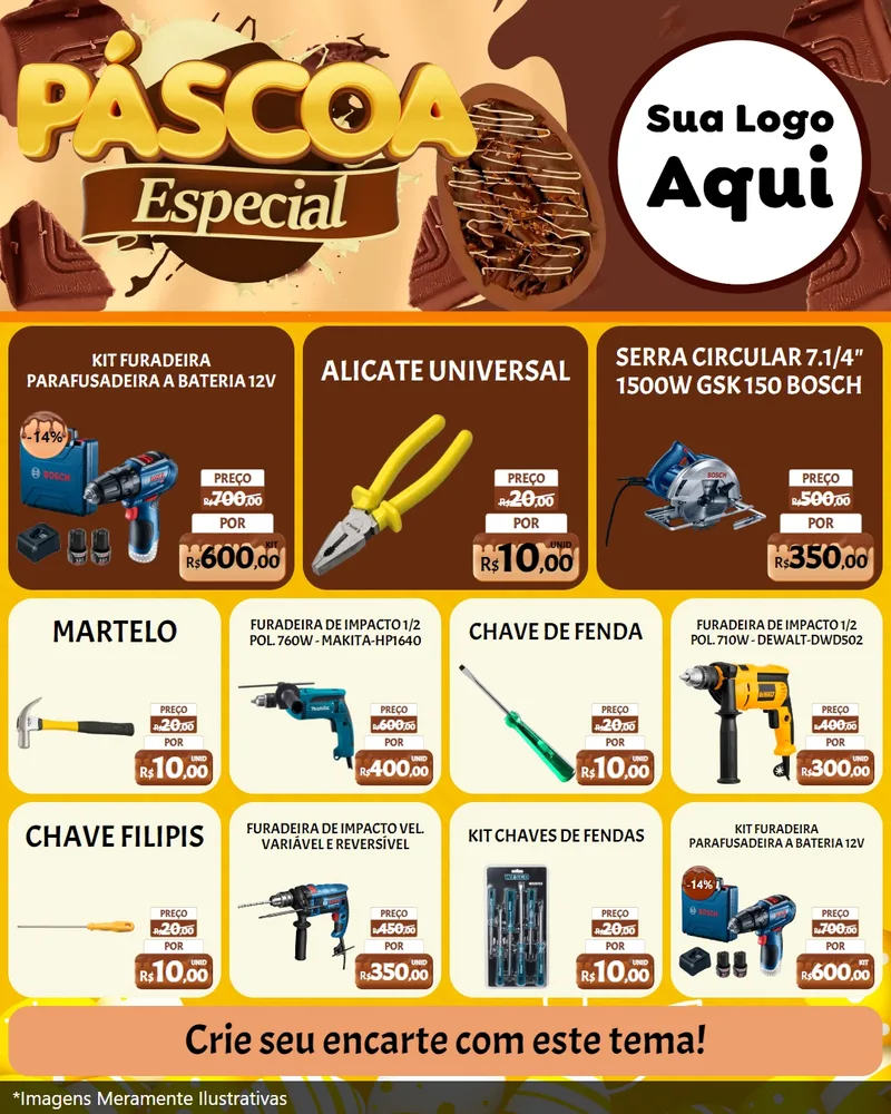 Modelo de Rede Social para Feed Instagram com o tema Páscoa Especial para Maquinas e Ferramentas