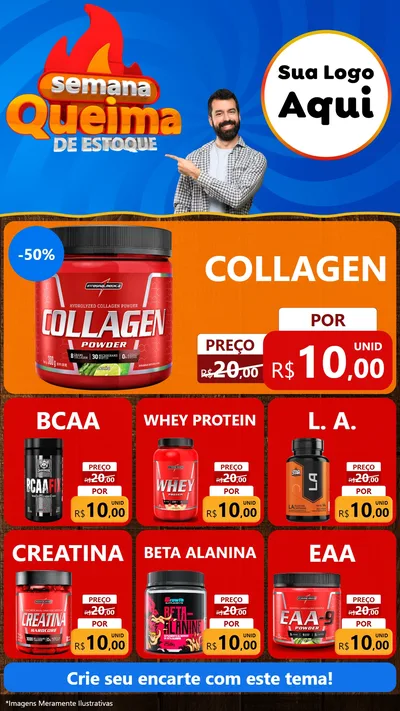 Modelo de Rede Social para Stories com o tema Semana Queima de Estoque para Suplementos alimentares