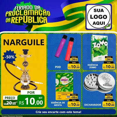 Modelo de Rede Social para Feed Facebook com o tema Feriado da Proclamação da República para Tabacaria