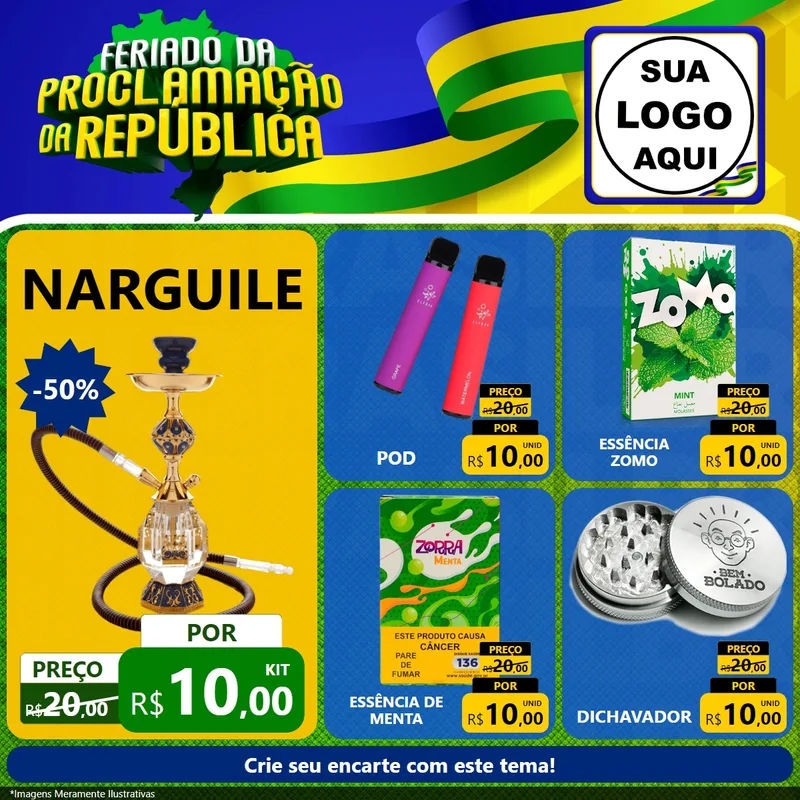 Modelo de Rede Social para Feed Facebook com o tema Feriado da Proclamação da República para Tabacaria