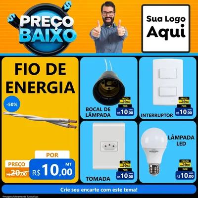 Modelo de Rede Social para Feed Facebook com o tema Preço Baixo para Materiais Elétricos