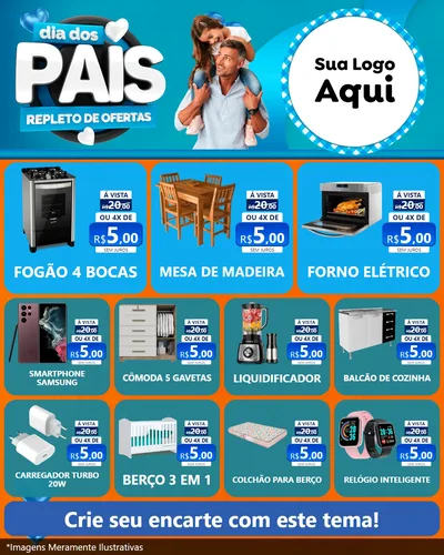 Modelo de Rede Social para Feed Instagram com o tema Dia Dos Pais Repleto de Ofertas para Móveis e Eletro