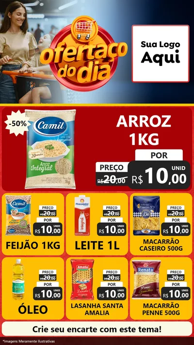 Modelo de Rede Social para Stories com o tema Ofertaço Do Dia para Supermercado
