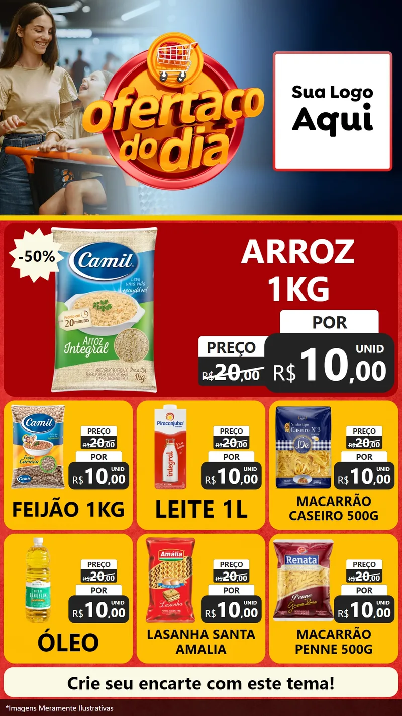 Modelo de Rede Social para Stories com o tema Ofertaço Do Dia para Supermercado