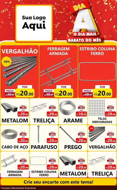 Modelo de Encarte para Encarte Grande com o tema Dia A o Dia Mais Barato do Mês para Ferragens