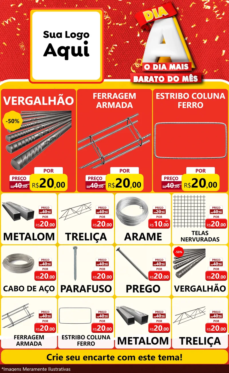 Modelo de Encarte para Encarte Grande com o tema Dia A o Dia Mais Barato do Mês para Ferragens
