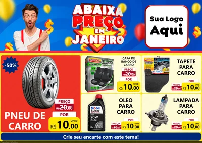 Modelo de Encarte para Encarte A4 Horizontal com o tema Abaixa Preço em Janeiro para Auto peças