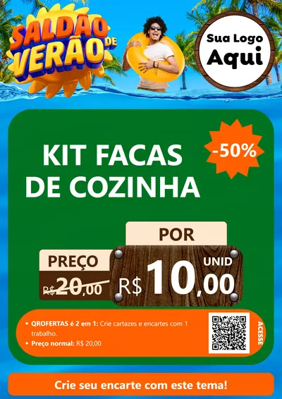 Modelo de Cartaz para Cartaz A4 Vertical com o tema Saldão de Verão para Utilidades Domésticas