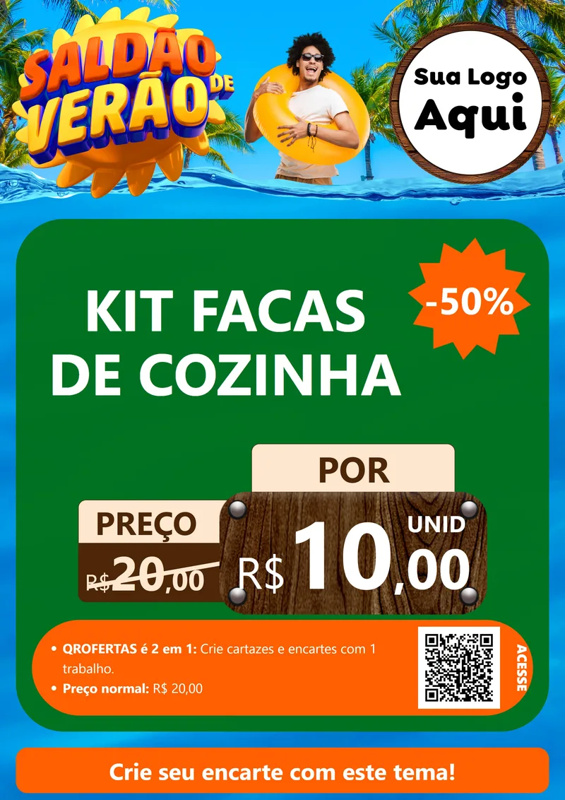Modelo de Cartaz para Cartaz A4 Vertical com o tema Saldão de Verão para Utilidades Domésticas