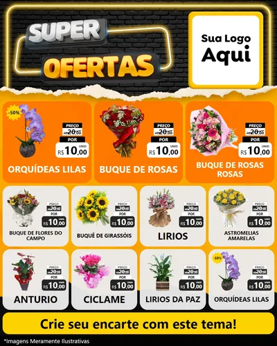 Modelo de Rede Social para Feed Instagram com o tema Super Ofertas para Floricultura e jardim