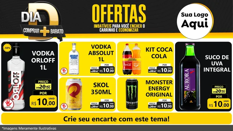 Modelo de TV para TV Horizontal com o tema Dia D Mais Economia para Distribuidora de bebidas