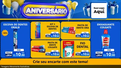 Modelo de TV para TV Horizontal com o tema Aniversário para Higiene Pessoal