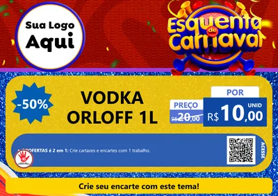 Modelo de Cartaz para Cartaz A4 Horizontal com o tema Esquenta de Carnaval para Distribuidora de bebidas