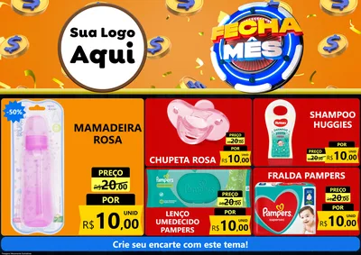 Modelo de Encarte para Encarte A4 Horizontal com o tema Fecha Mês para Bebês