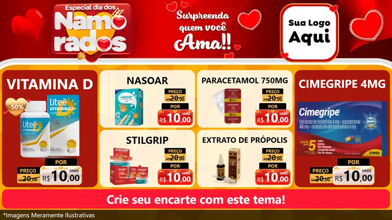 Modelo de TV para TV Horizontal com o tema Especial Dia dos Namorados para Farmácia